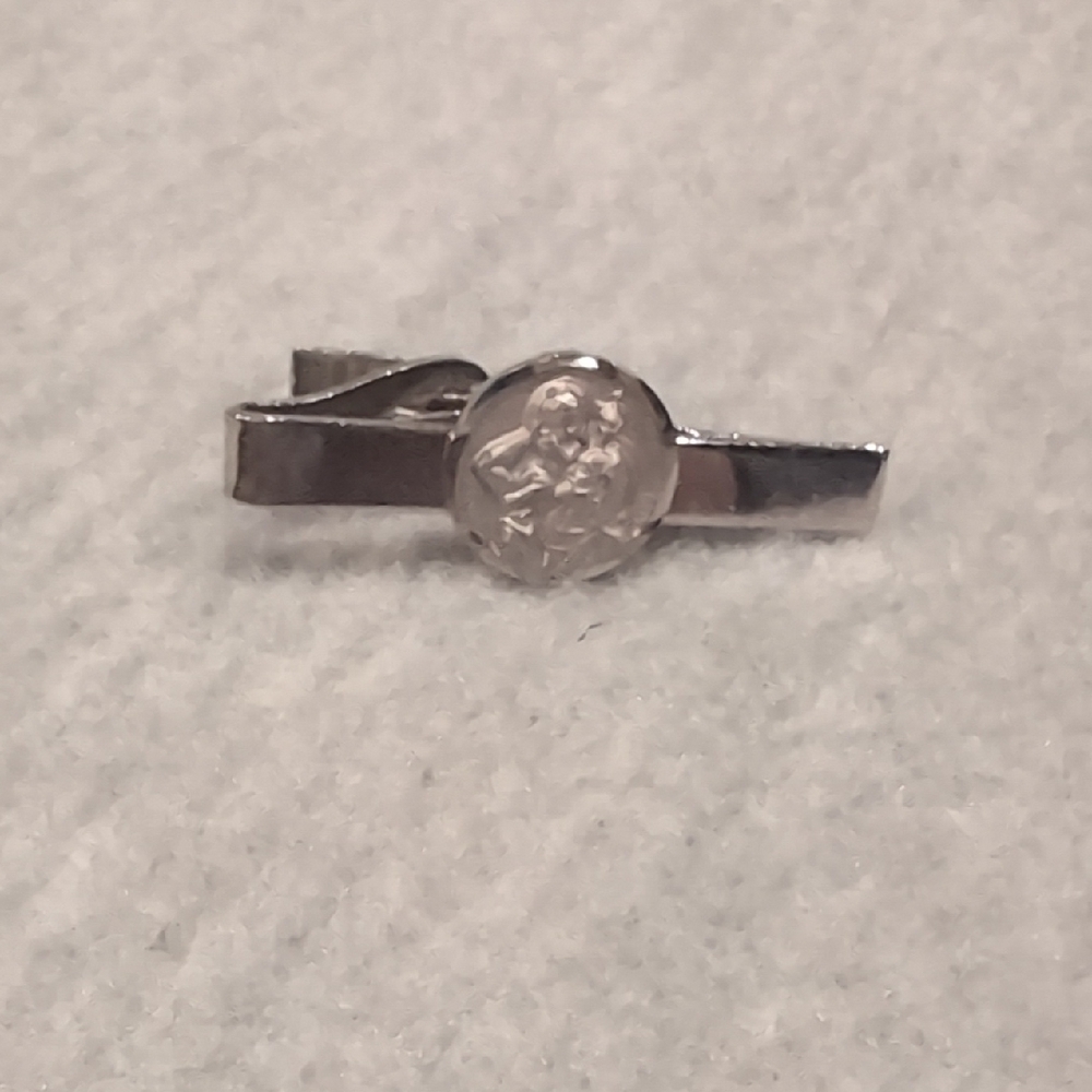 Silver Tie Clip with Engraved Design